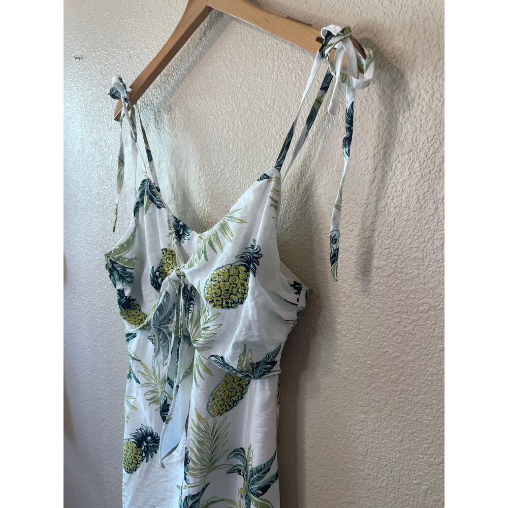 Promesa Tropical Pineapple Print Tie Front Spaghetti Strap Mini Dress Medium - Picture 4 of 15
